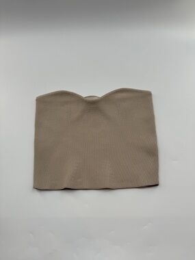All:Row Taupe Ribbed Knit Sweetheart Tube Top Women’s Large Strapless Bustier
